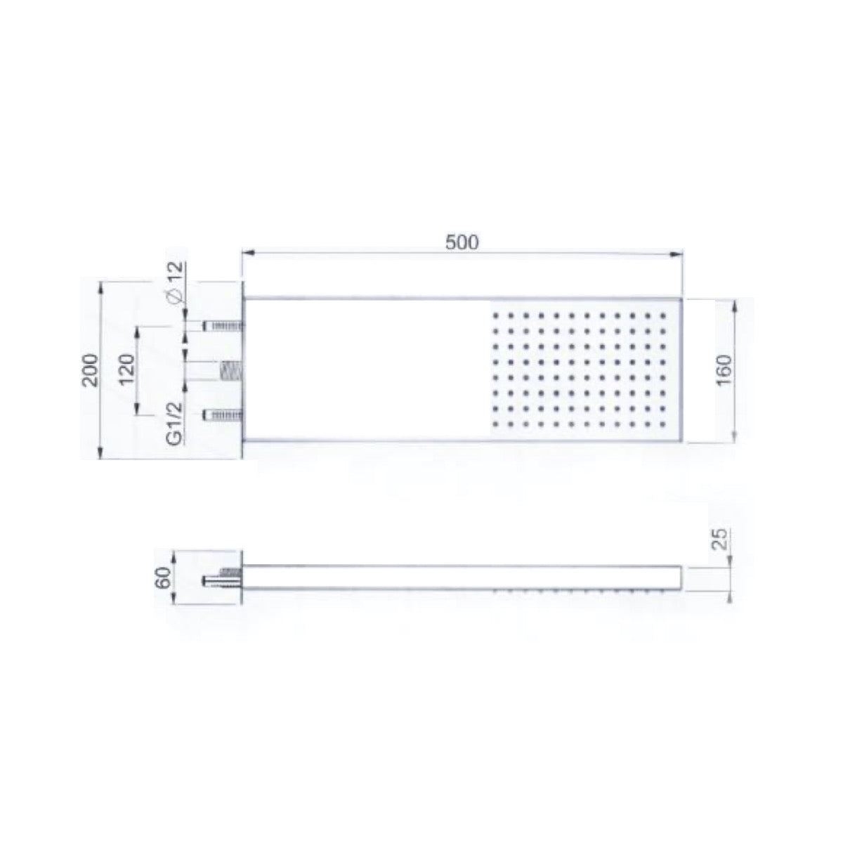 OPH001 Optima 53 cm x 16 cm nadglavna prha