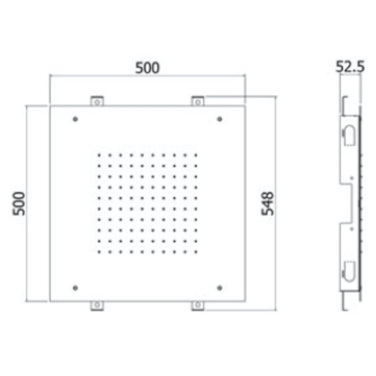 OPH012 Optima 50 cm x 50 cm vgradna nadglavna prha