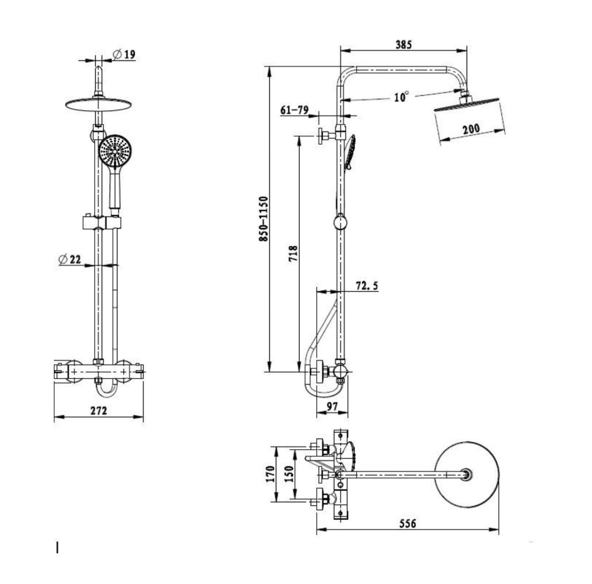OPTIMASSTK Optima termostatska armatura za tuš s tuš setom