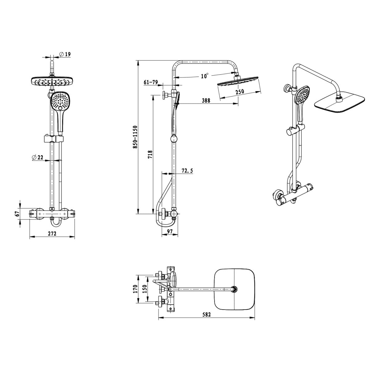 OPTIMASSTZ Optima termostatska armatura za tuš s tuš setom