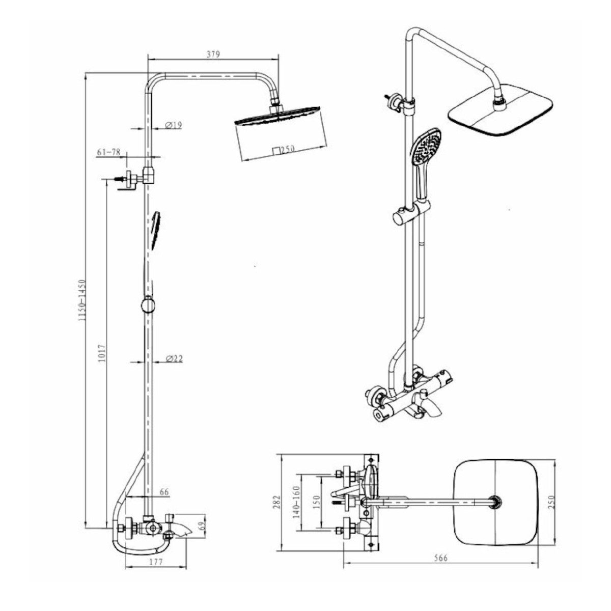 OPTIMASSTZV Optima termostatska armatura za kad s tuš setom