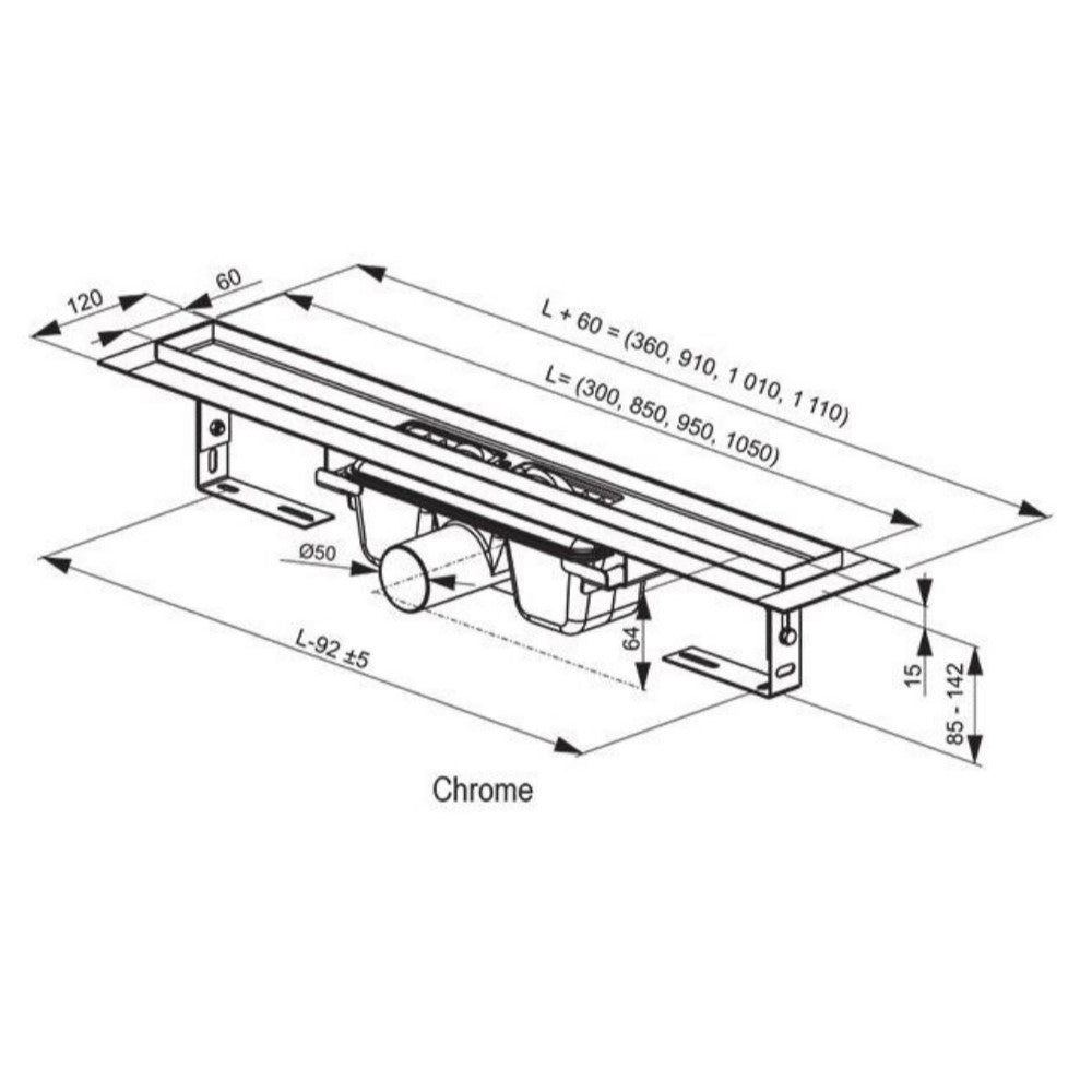 X01427 Ravak Chrome 85 cm tuš kanaleta iz nerjavnega jekla