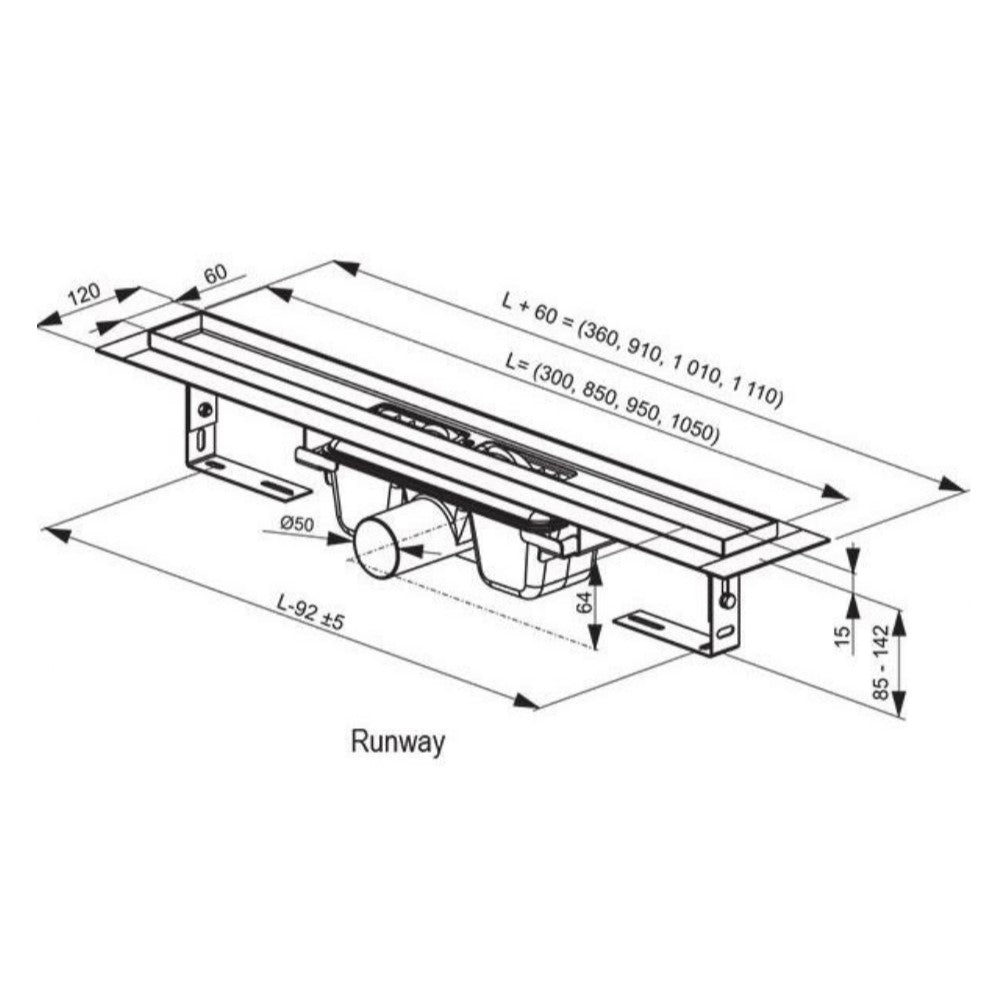 X01392 Ravak Runway 105 cm tuš kanaleta iz nerjavnega jekla
