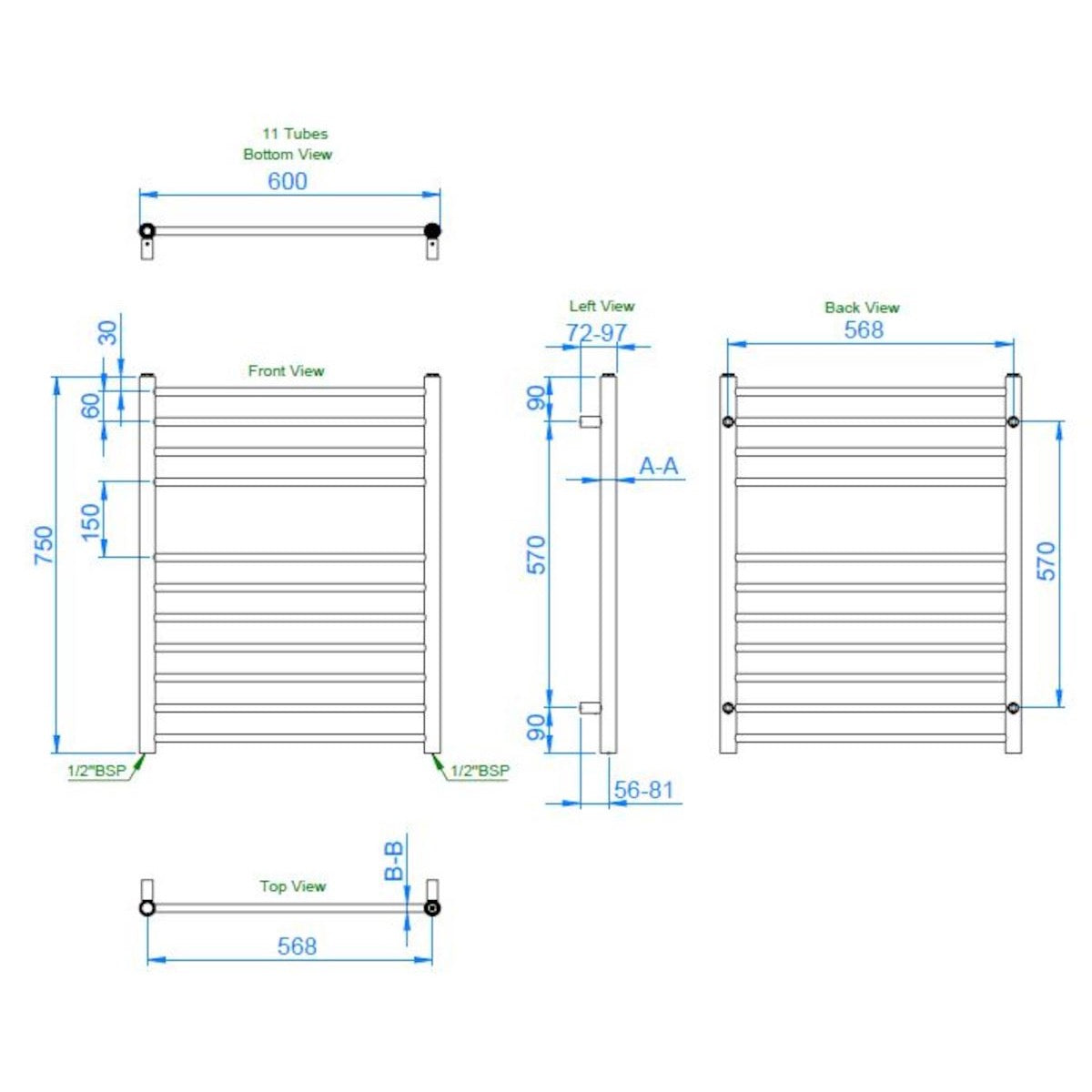 PA750600NRZ Anima Paul 60 cm x 75 cm kopalniški radiator univerzalni
