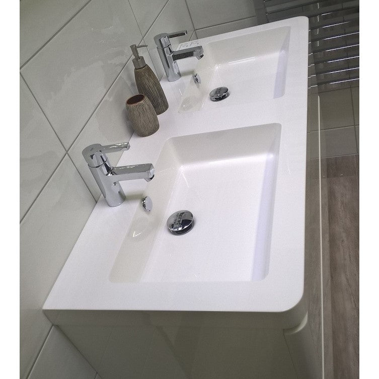 PA12049 Naturel Pavia 120 x 49 cm dvojni umivalnik iz litega marmorja z 2 odprtinama