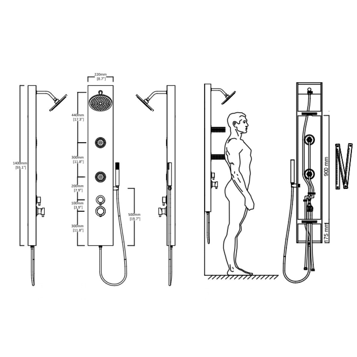 PRIMESHOWER Anima Prime masažni tuš panel