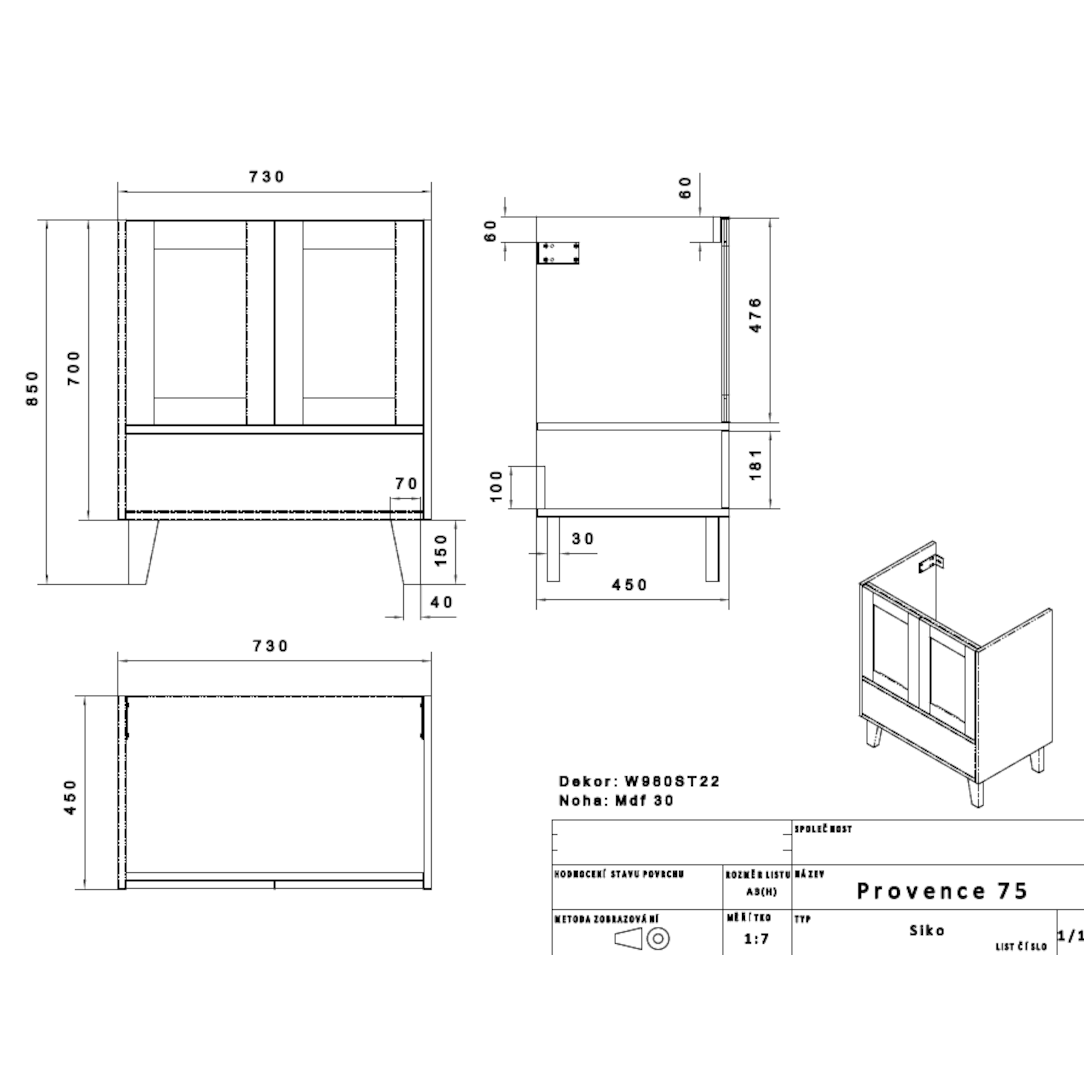 PROVENCE75BT Naturel Provence 75 x 46 cm umivalnik z omarico retro izgleda