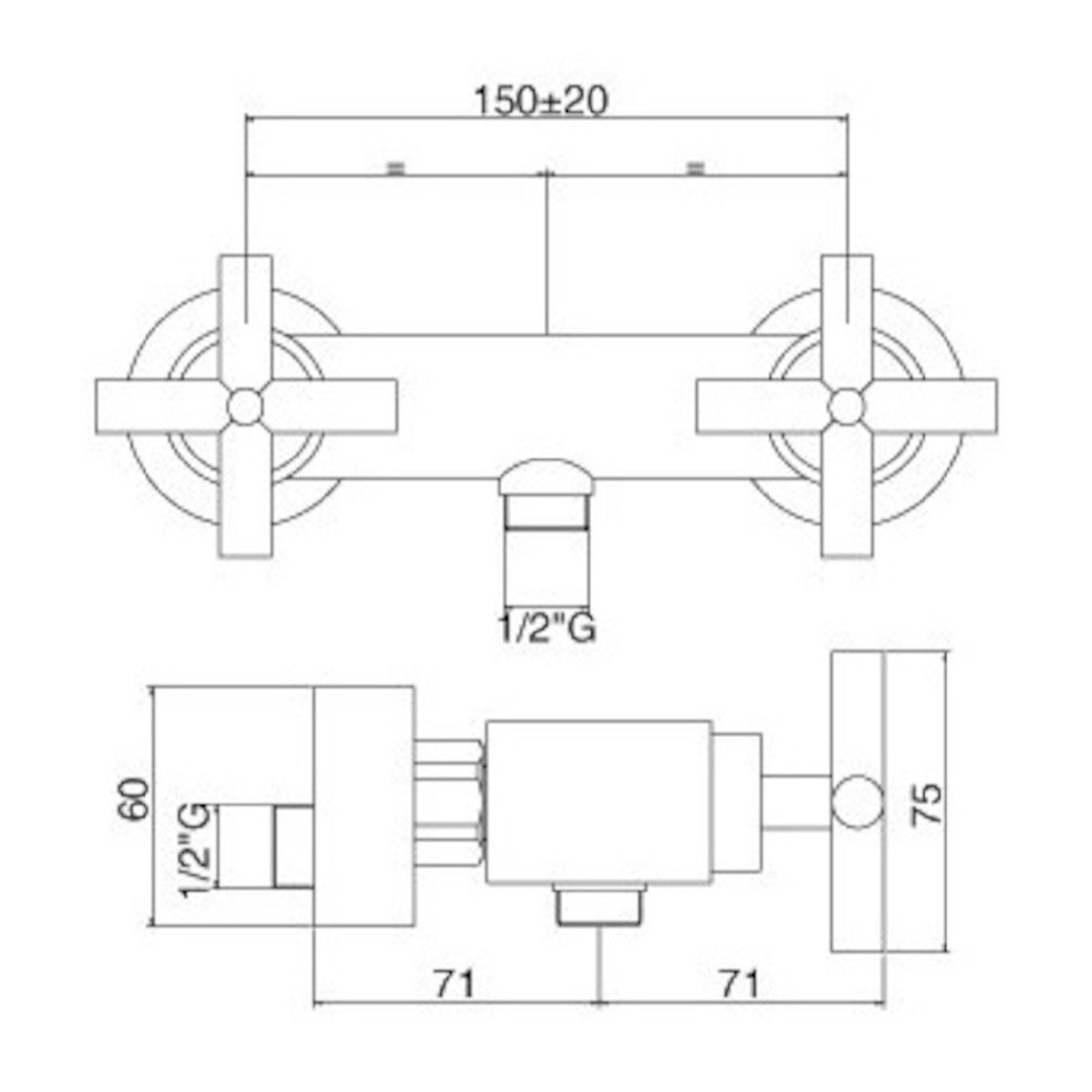 QTV168D Paffoni Cruz stenska armatura za tuš s tuš setom