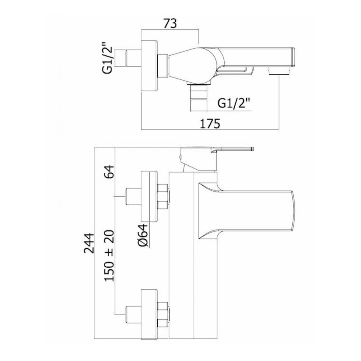 RIN023NO Paffoni Vallone stenska armatura za kad z ročno prho črna