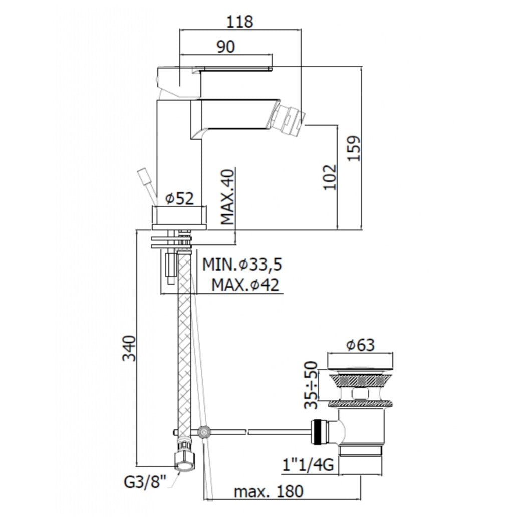 RIN135NO Paffoni Vallone armatura za bide črna