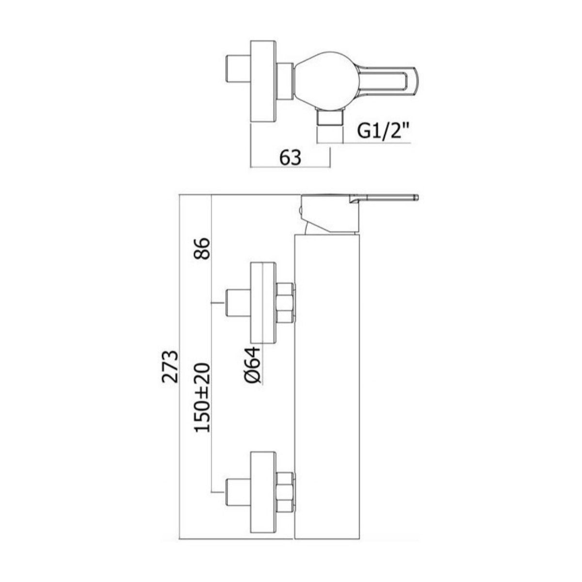 RIN168NO Paffoni Vallone stenska armatura za tuš črna