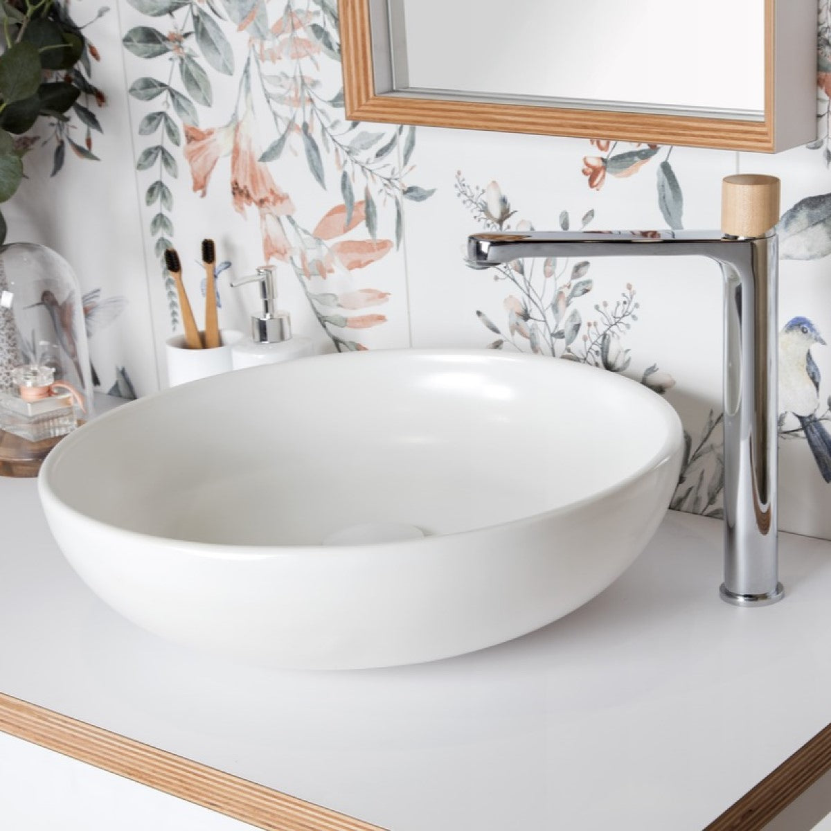 RO4545 Glacera Round 45 x 45 cm okrogli nadpultni keramični umivalnik z mat zaključkom