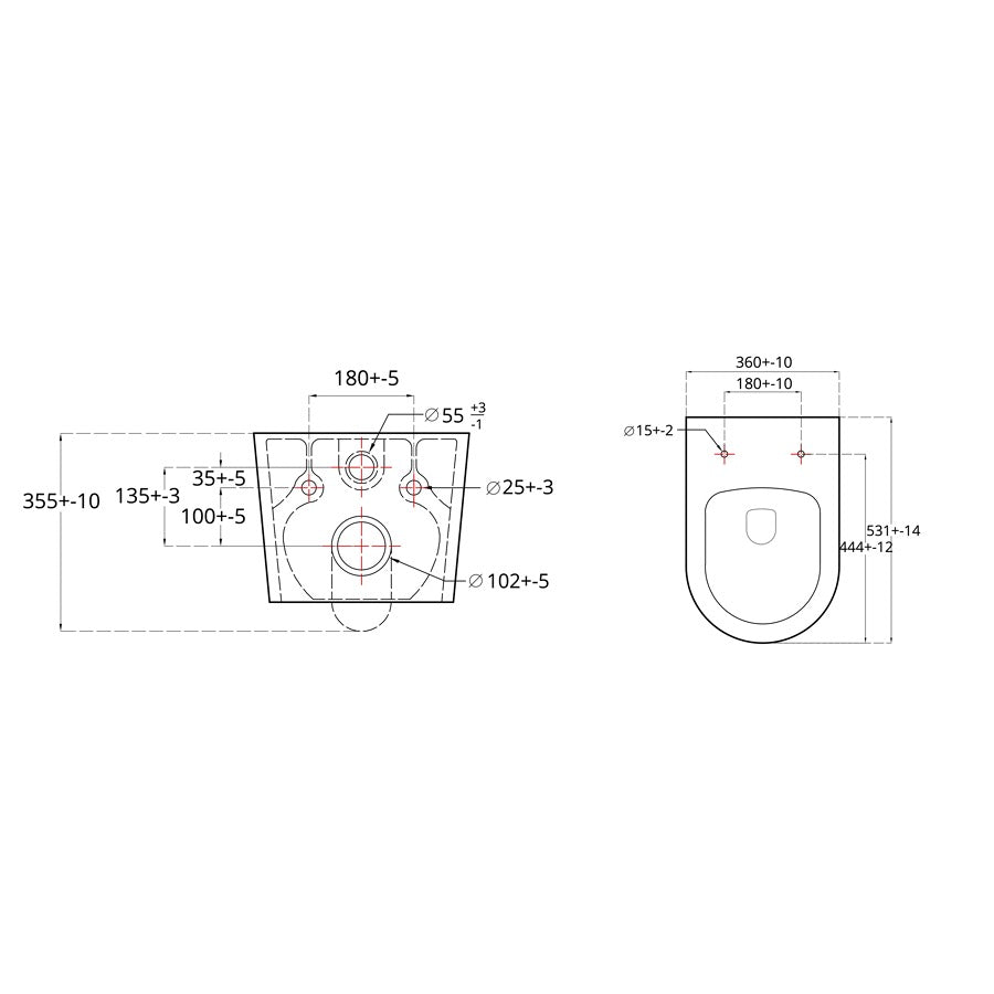 SATBRE011RREXP SAT Brevis viseča brezrobna WC školjka z WC desko s počasnim zapiranjem