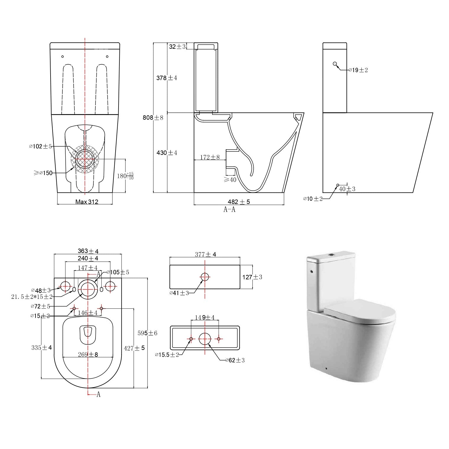 SATBRE031RREXVP SAT talna brezrobna WC školjka monoblok z WC desko s počasnim zapiranjem