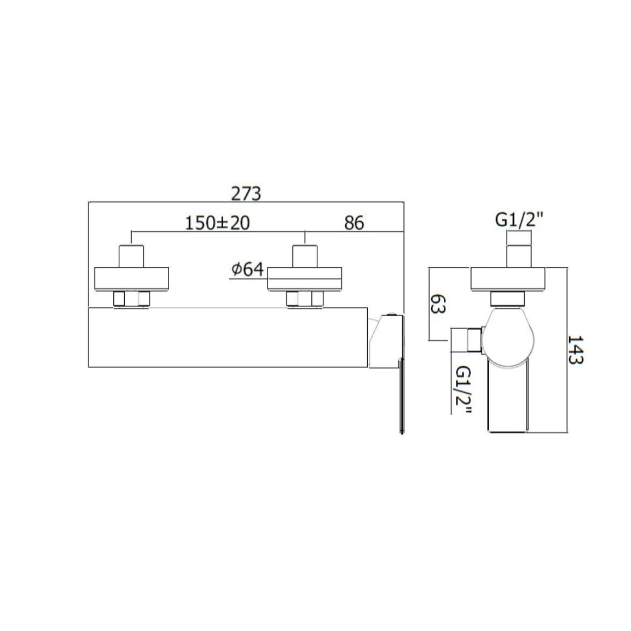 SATBSBW268 SAT B-WAY stenska armatura za tuš črna