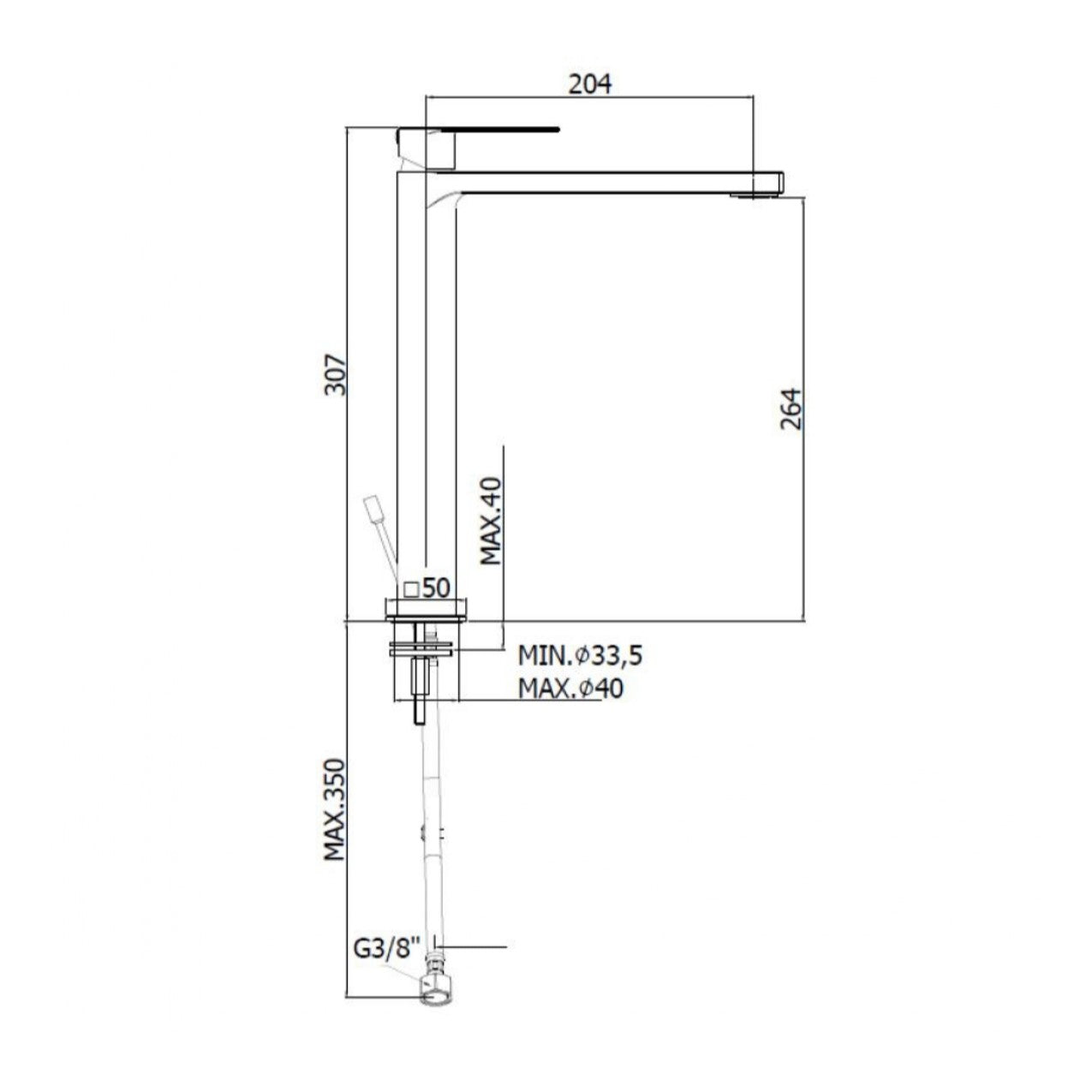 SATBSBW285 SAT B-WAY visoka armatura za umivalnik črna