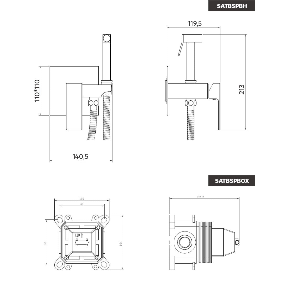 SATBSPBHT SAT podometna armatura za bide s tušem