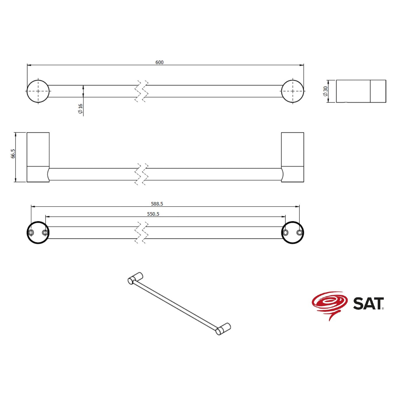 SATDBWAYR23 SAT B-WAY R držalo za brisače