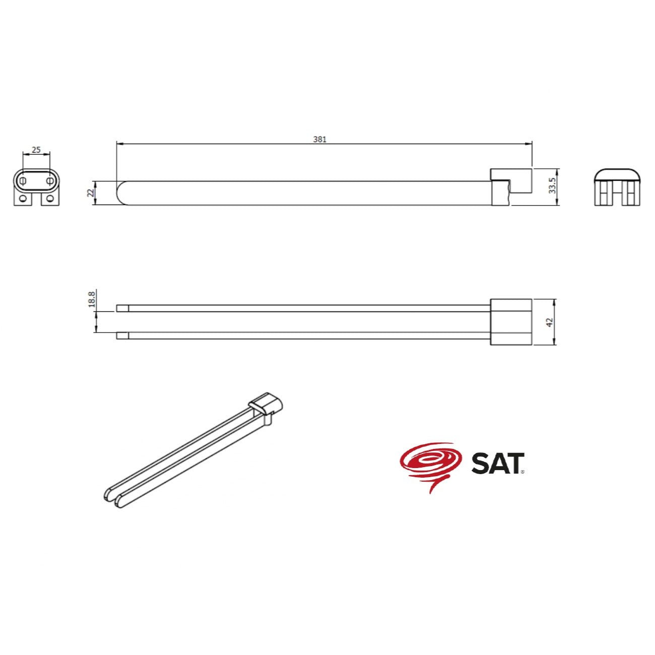 SATDSIMR19GM SAT Simply R DARK PVD Gun Metal držalo za brisače