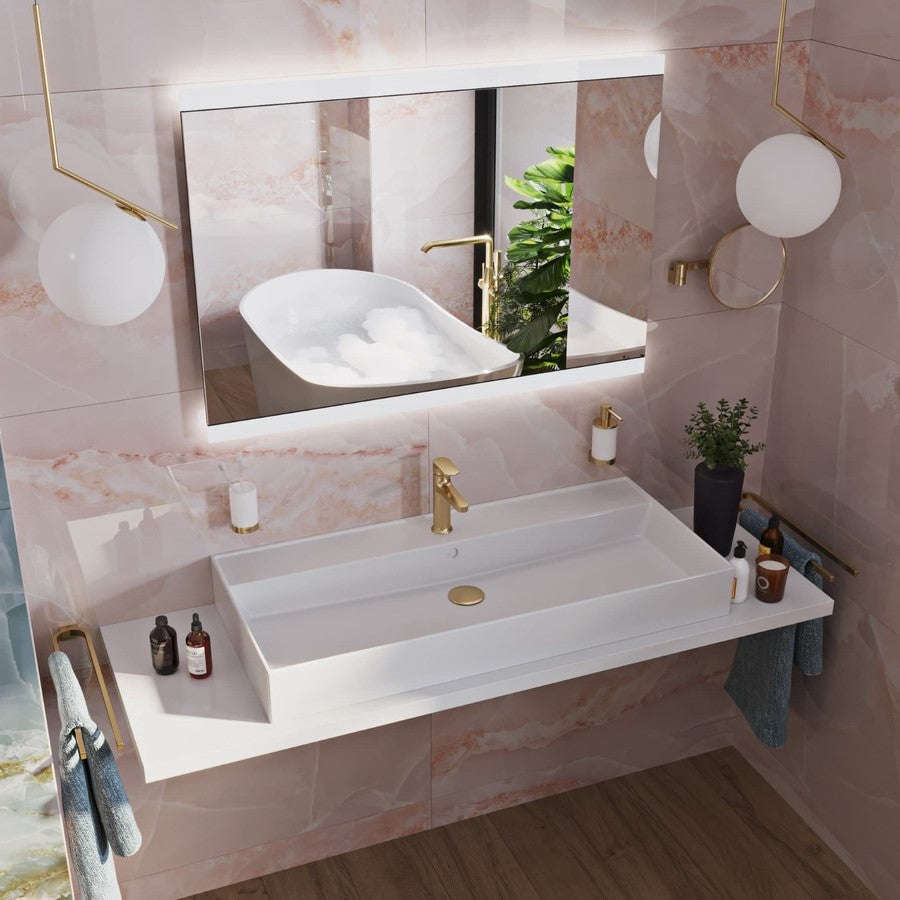 SATINF10046 SAT Infinitio 100 x 46 cm nadpultni keramični umivalnik z odprtino za armaturo