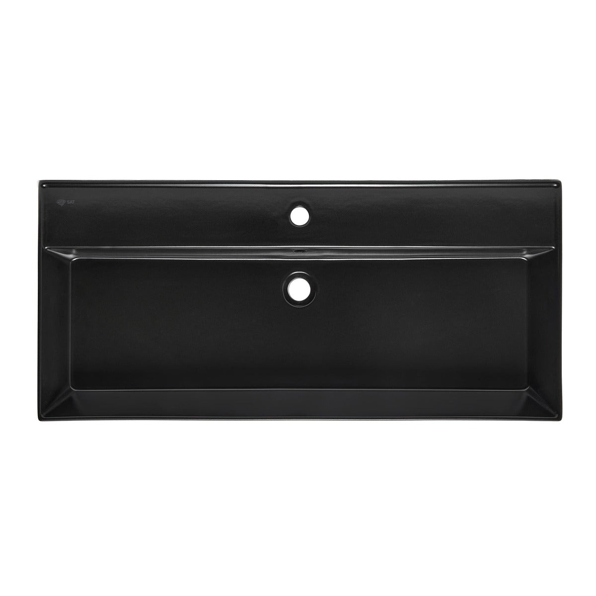 SATINF10046BKM SAT Infinitio 100 x 46 cm nadpultni keramični umivalnik z odprtino za armaturo črni
