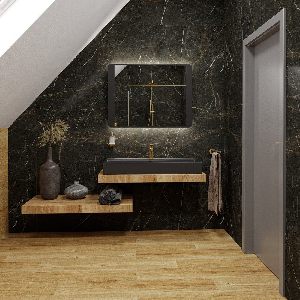 SATINF10046BKM SAT Infinitio 100 x 46 cm nadpultni keramični umivalnik z odprtino za armaturo črni