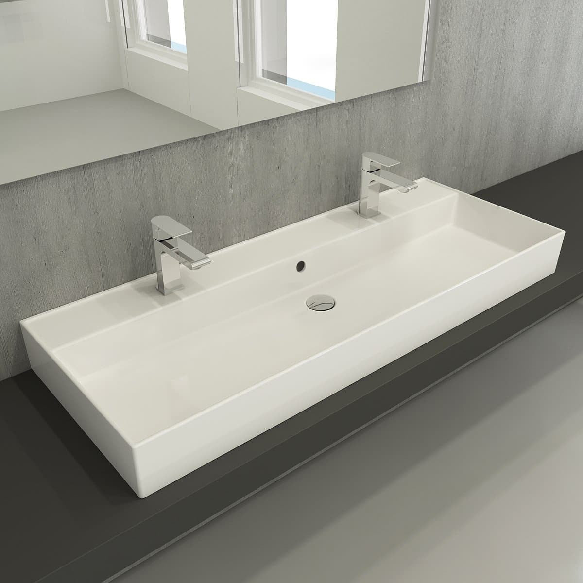 SATINF12046 SAT Infinitio 121 x 47 cm dvojni keramični umivalnik z 2 odprtinama