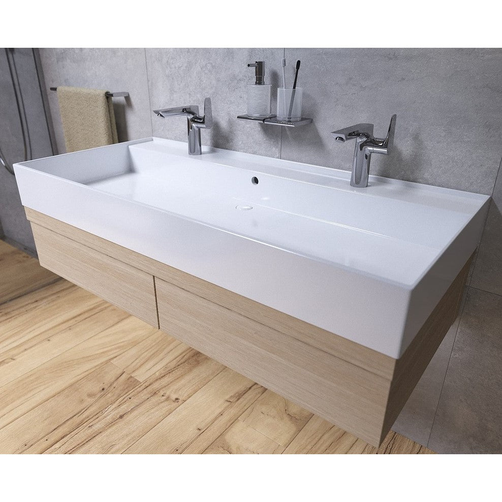 SATINF12046 SAT Infinitio 121 x 47 cm dvojni keramični umivalnik z 2 odprtinama
