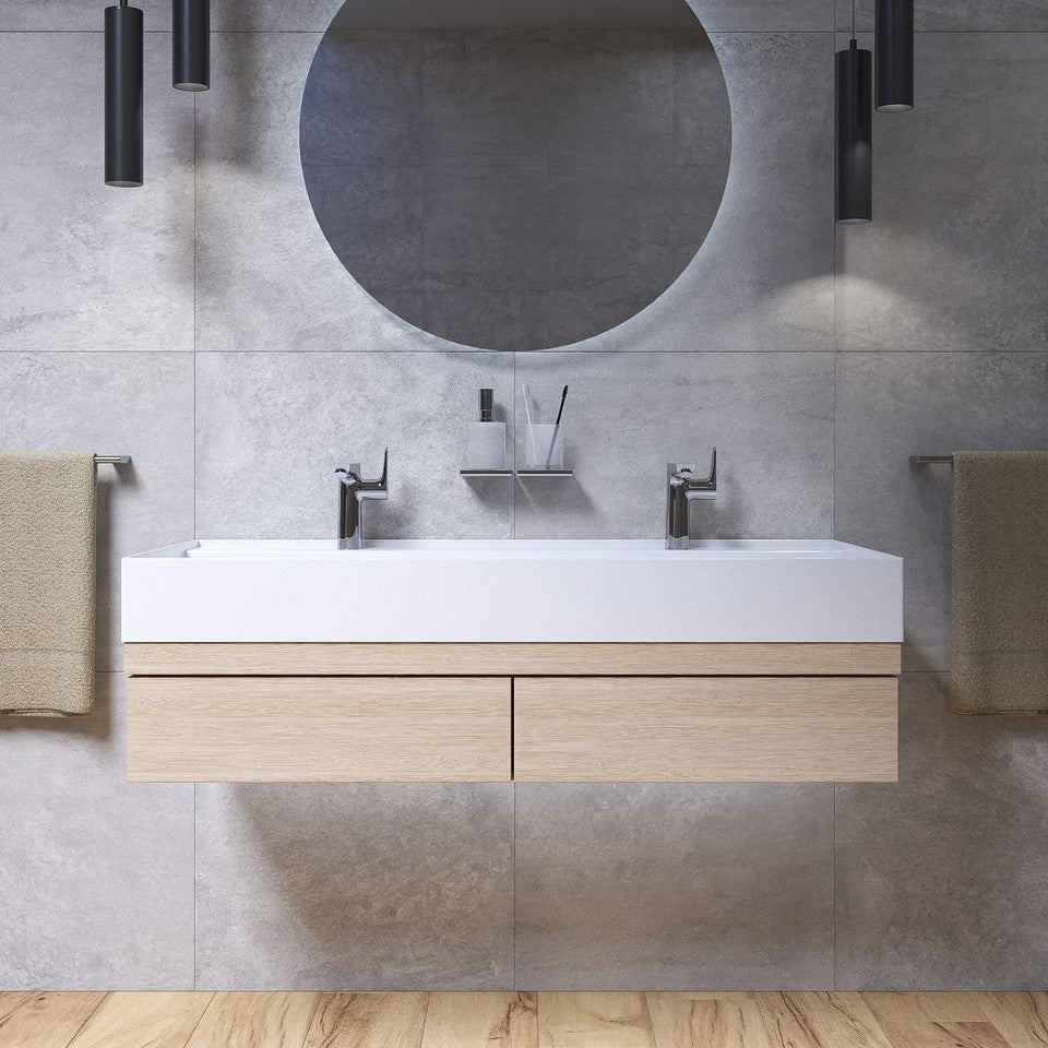 SATINF12046 SAT Infinitio 121 x 47 cm dvojni keramični umivalnik z 2 odprtinama