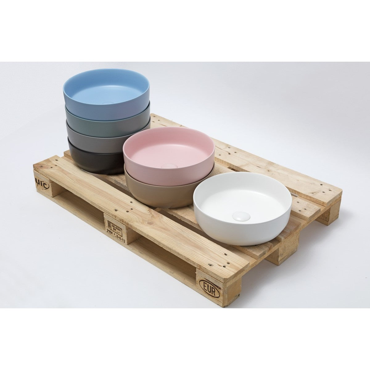 SATINF3939LBRM SAT Infinitio 39 x 39 cm okrogli bež nadpultni keramični umivalnik z mat zaključkom