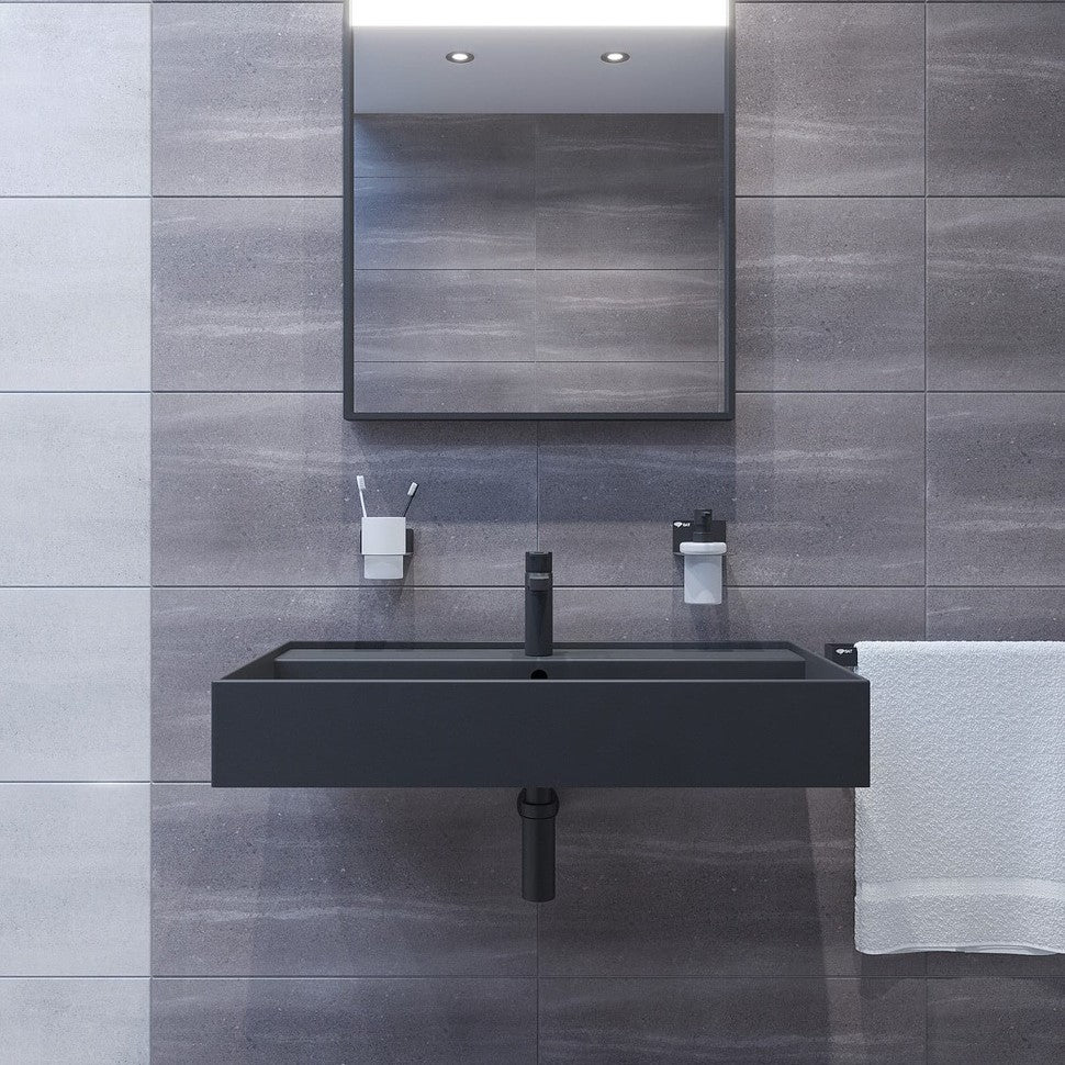 SATINF8046BKM SAT Infinitio 80 x 46 cm nadpultni keramični umivalnik z odprtino za armaturo črni