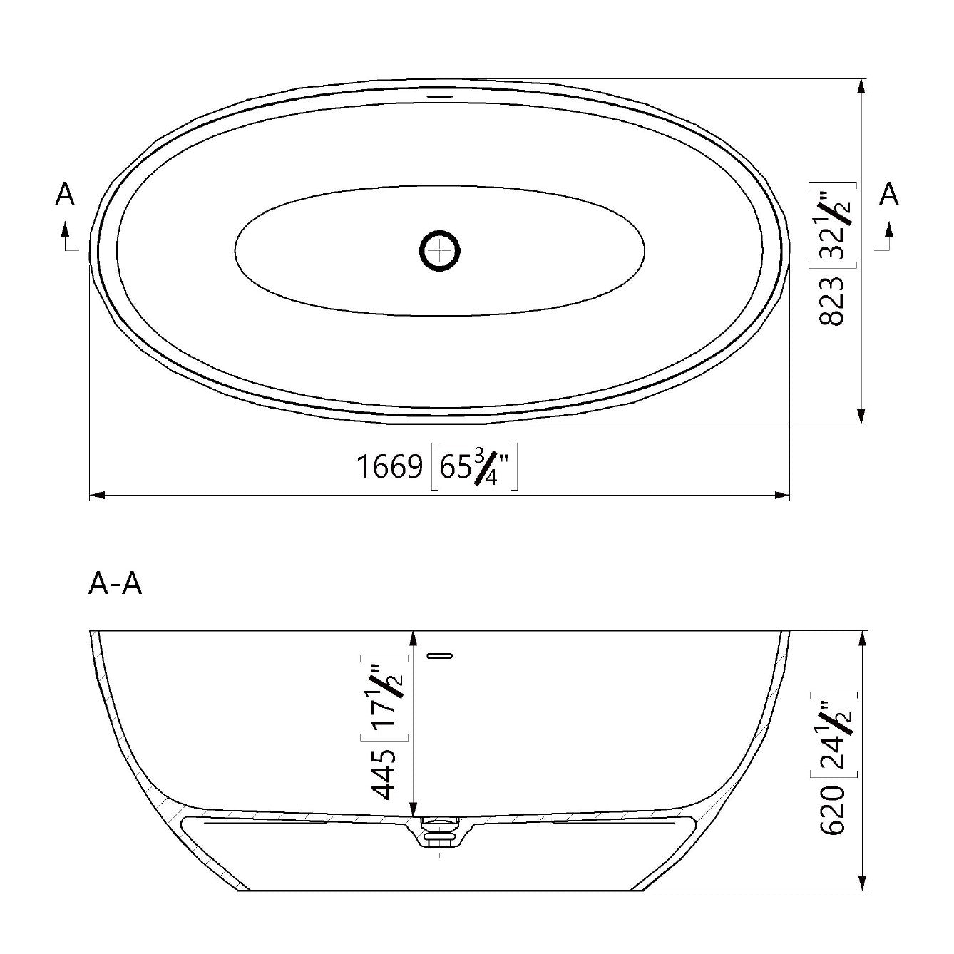 SATME1670C SAT Meda prostostoječa kopalna kad iz litega marmorja