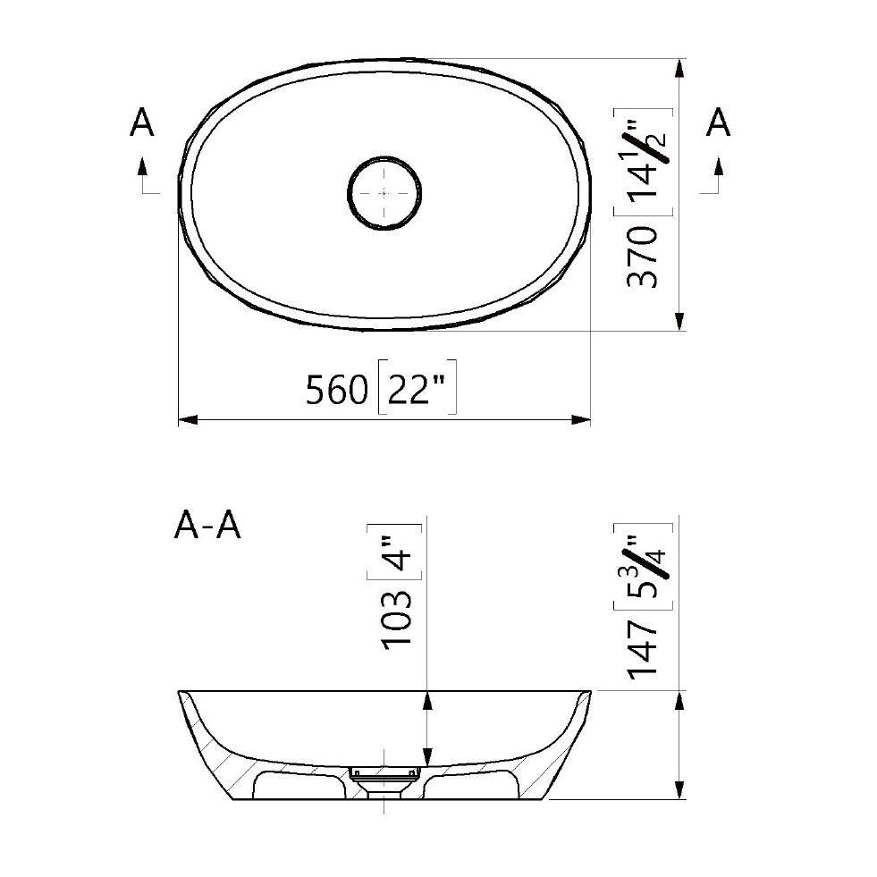 SATME5637C SAT Meda 56 x 37 cm nadpultni umivalnik iz litega marmorja