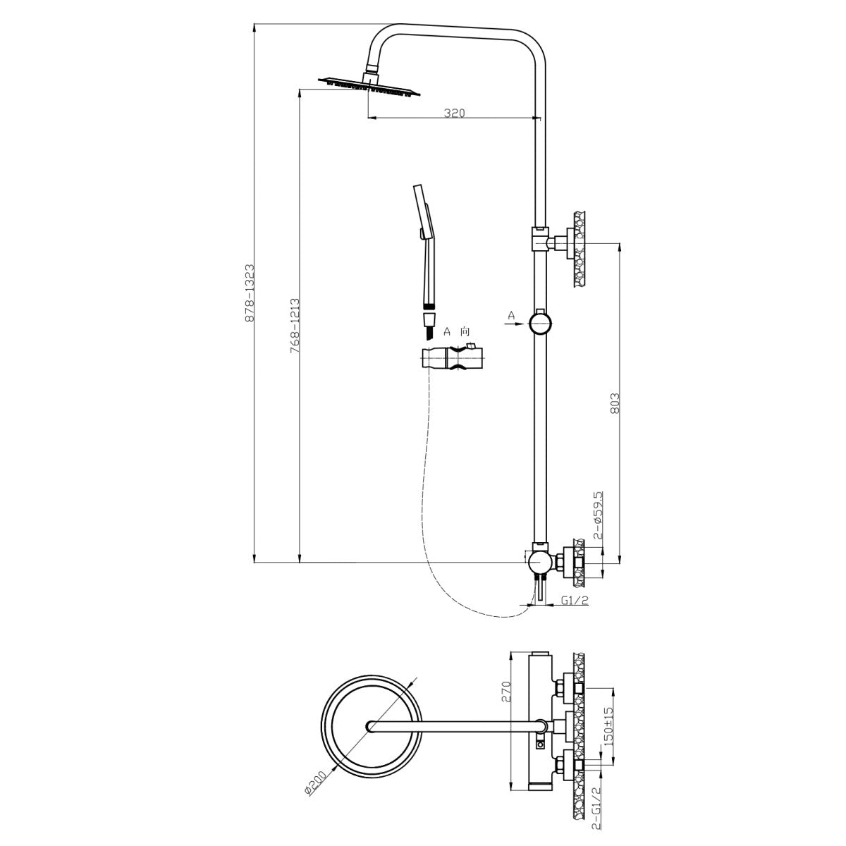 SATSSPKC SAT armatura za tuš s tuš setom črna