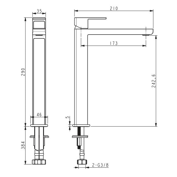 Armature-SIKOBSEL285 SIKO Elements visoka armatura za umivalnik -KOPALNICA-ONLINE.SI