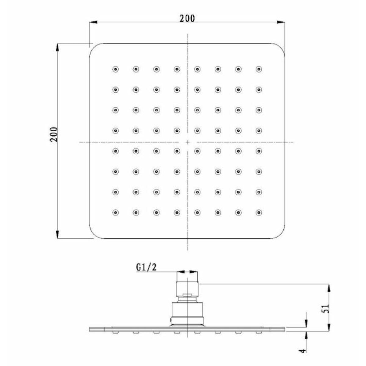 SIKOBSHSZK21 Optima 20 cm x 20 cm nadglavna prha iz nerjavečega jekla