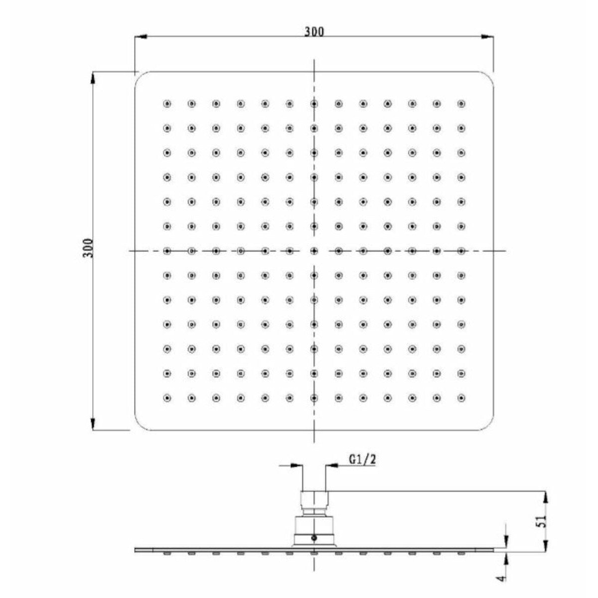 SIKOBSHSZK31 Optima 30 cm x 30 cm nadglavna prha iz nerjavečega jekla