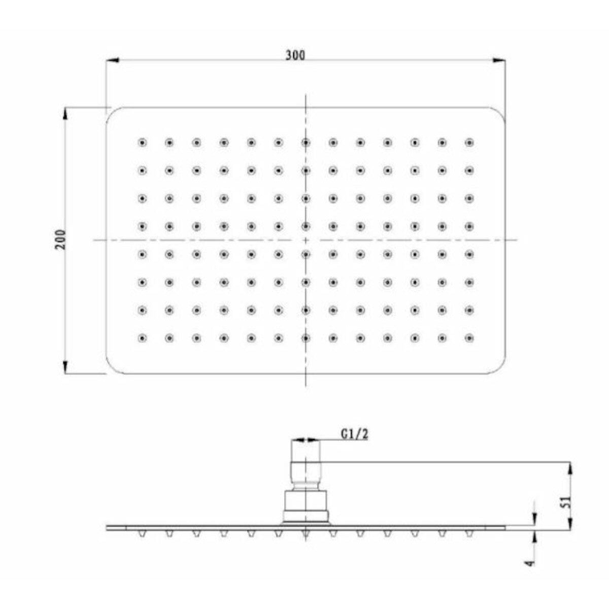 SIKOBSHSZK32 Optima 20 cm x 30 cm nadglavna prha iz nerjavečega jekla