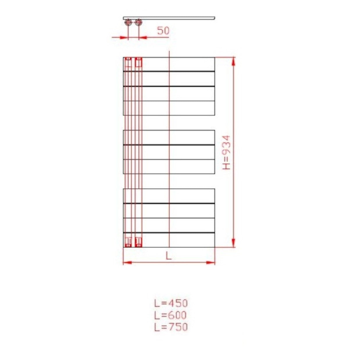 SIKODHR5001000 Anima Oliver 45 cm x 93 cm kopalniški radiator univerzalni