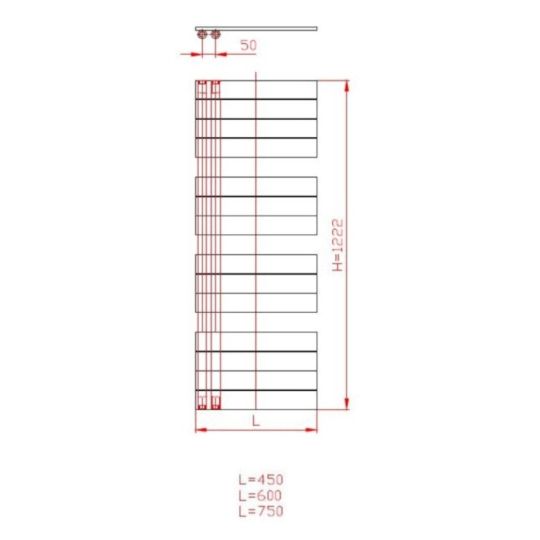 SIKODHR5001200 Anima Oliver 45 cm x 122 cm kopalniški radiator univerzalni