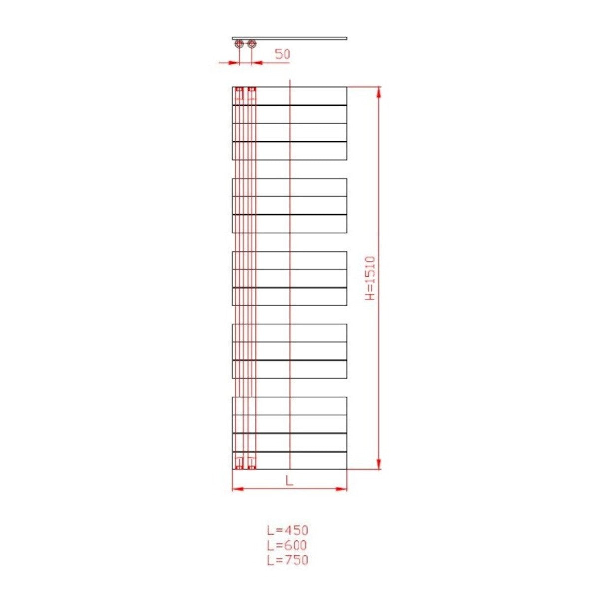 SIKODHR5001600 Anima Oliver 45 cm x 151 cm kopalniški radiator univerzalni