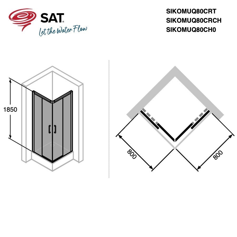 SIKOMUQ80CH0 SAT PROJECT 80 x 80 kvadratna tuš kabina