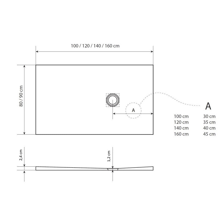 SIKOSTONE14080S SIKO 140 x 80 cm pravokotna tuš kad iz litega marmorja