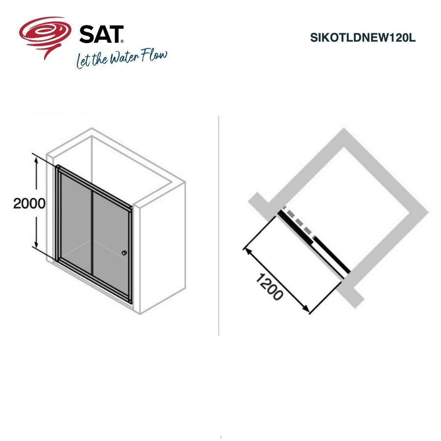 SIKOTLDNEW120L SAT T-Linea 120 leva izvedba drsna tuš vrata