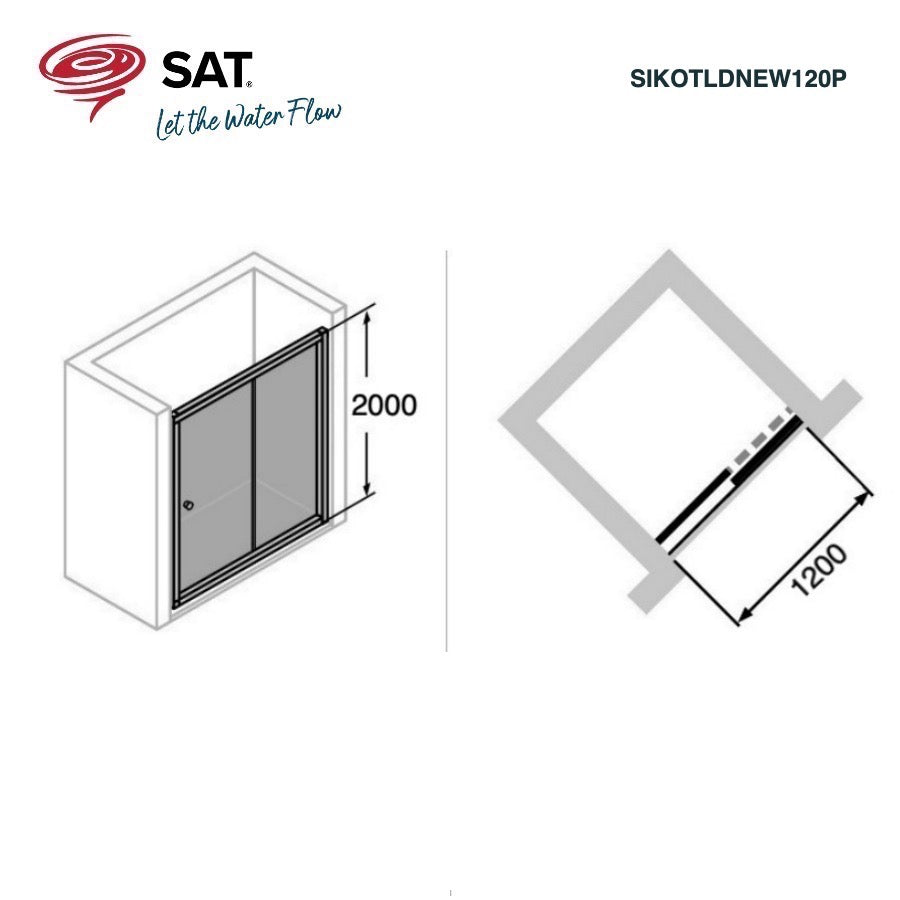 SIKOTLDNEW120P SAT T-Linea 120 desna izvedba drsna tuš vrata