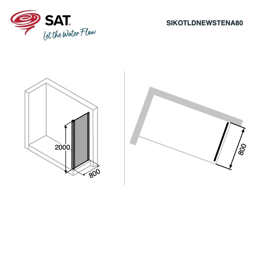 SIKOTLDNEWSTENA80 stranska stena 80 cm za tuš vrata SAT T-Linea