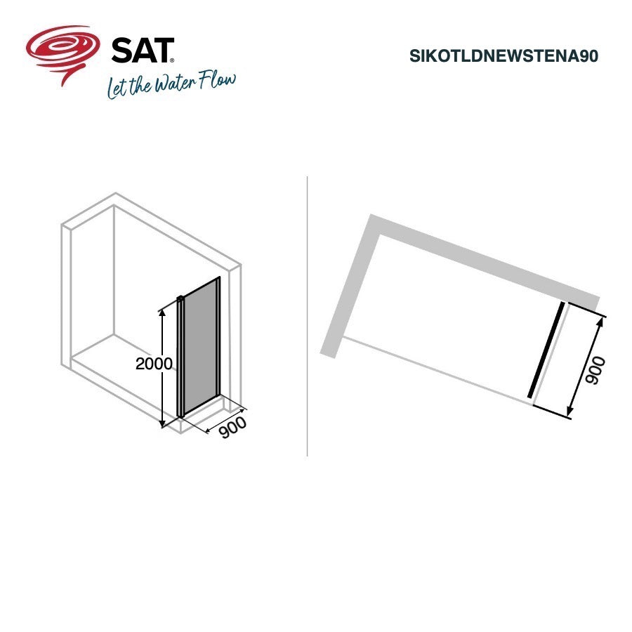 SIKOTLDNEWSTENA90 stranska stena 90 cm za tuš vrata SAT T-Linea