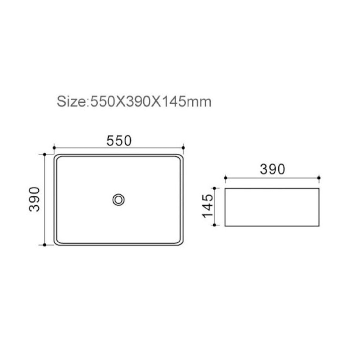 SLM5539 Triomini Slim 55 x 39 cm pravokotni nadpultni umivalnik