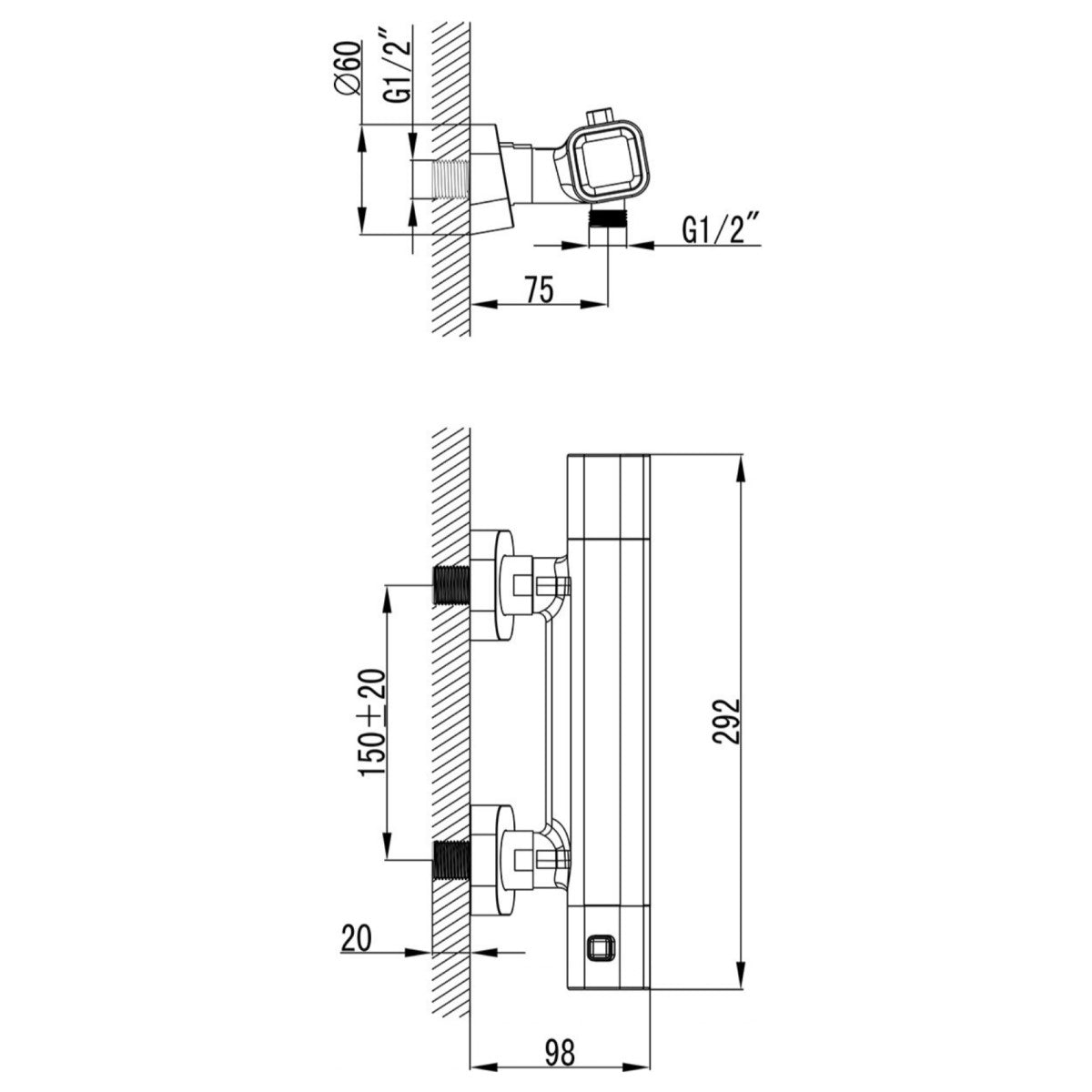 X070102 Ravak 10° termostatska armatura za tuš