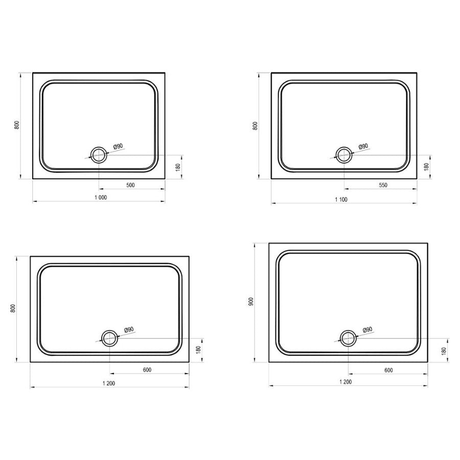 XA04G401010 Ravak Chrome 120 x 80 cm pravokotna tuš kad iz litega marmorja